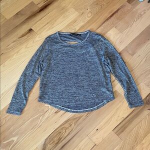 Athleta Black and White Striped Long Sleeve Shirt